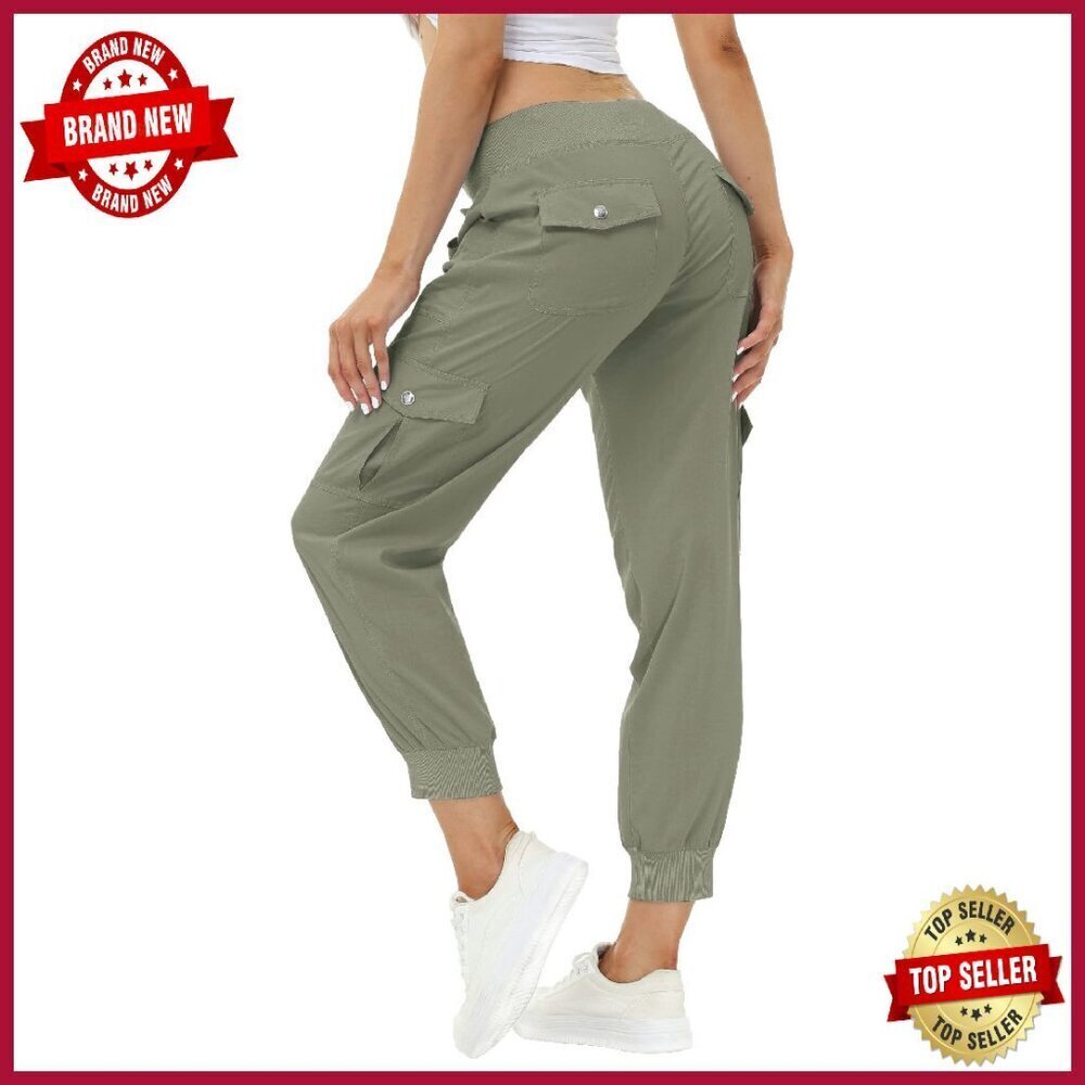 Lightweight Quick Dry Hiking Cargo Pants Elastic Waist Joggers